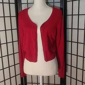 Torrid Red Button-Front Cropped Shrug
